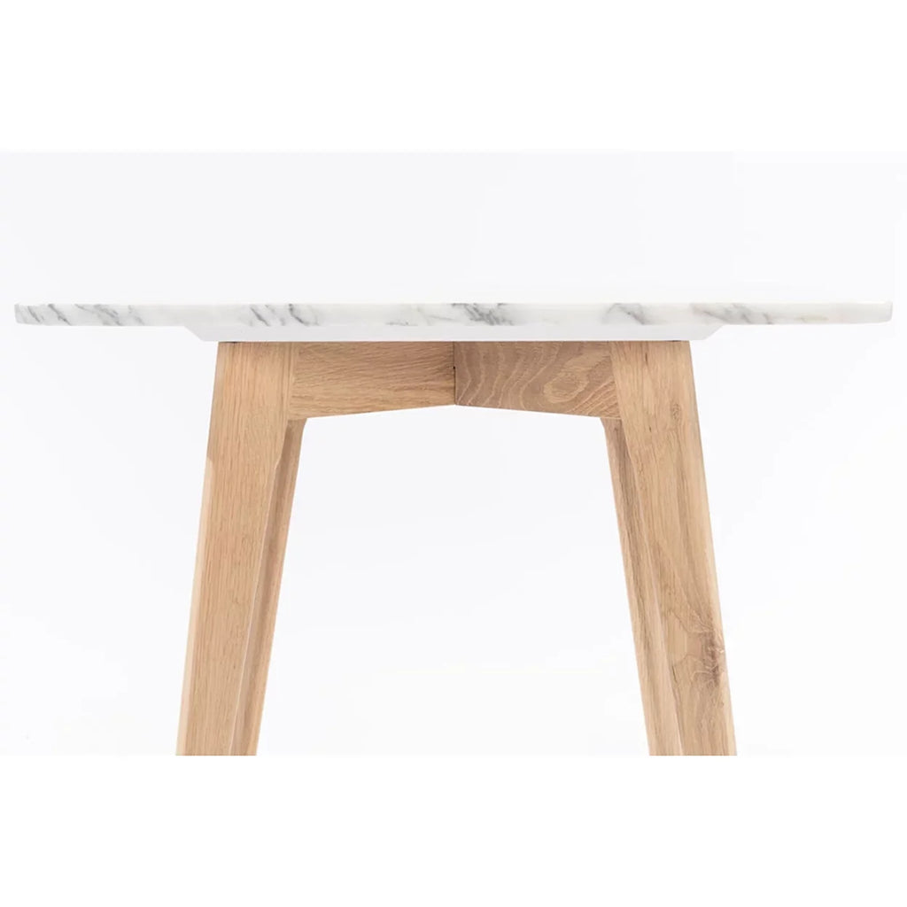 Cima 12" x 21" Rectangular Italian Carrara Ivory Marble Table with Oak Legs