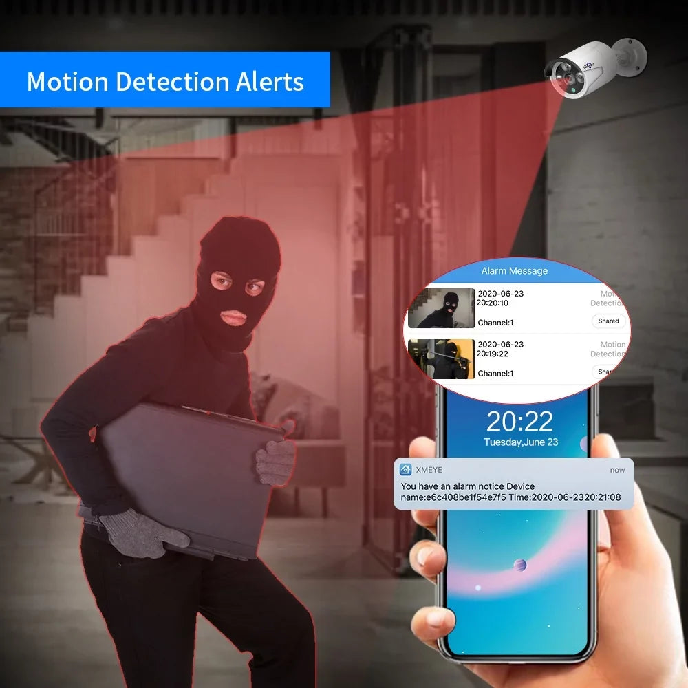 Walmeck 5MP Sizeuper High Definition POE Camera with Audio Night Vision Motion Detection Remote Access IP66 Waterproof