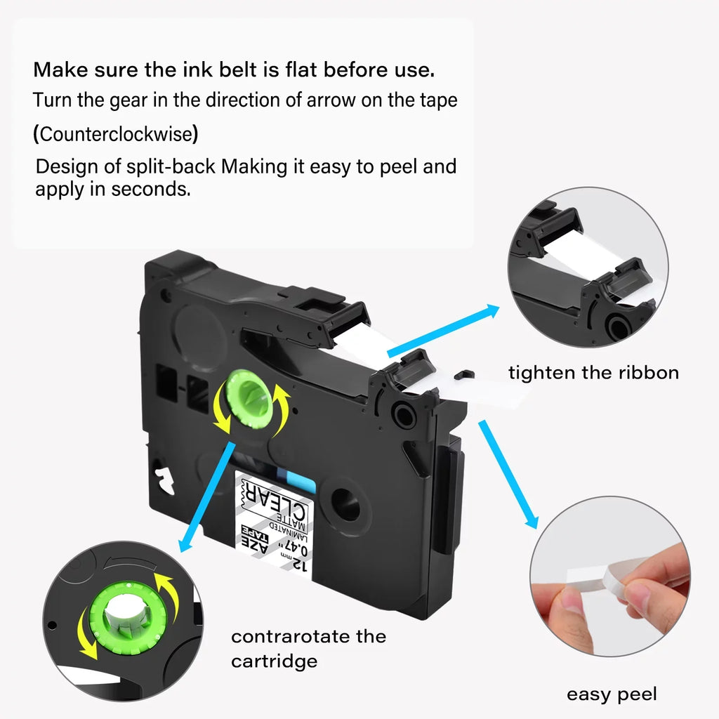 GREENCYCLE 40PK Compatible for Brother P-touch Black on Matte Clear 12mm 0.47" TZe-M31 TZ-M31 TZM31 TZeM31 Laminated Label Tape