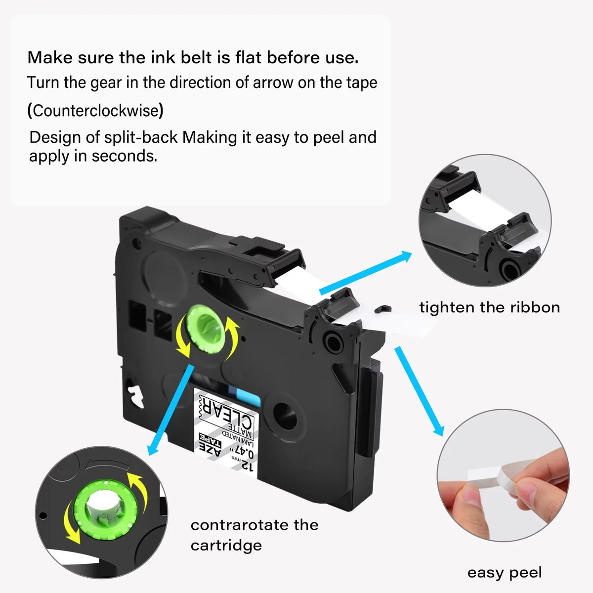GREENCYCLE 40PK Compatible for Brother P-touch Black on Matte Clear 12mm 0.47" TZe-M31 TZ-M31 TZM31 TZeM31 Laminated Label Tape