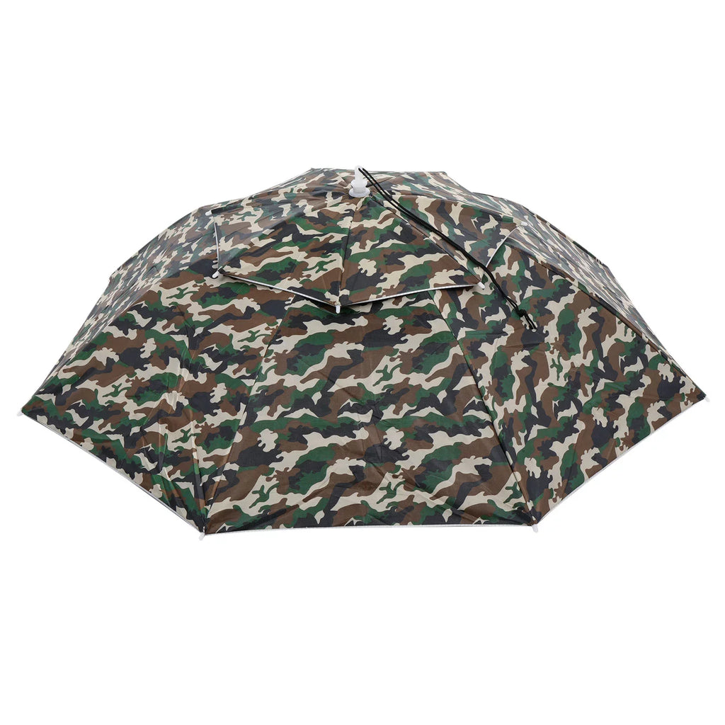 Uxcell OD 37.4" Umbrella Hat, Oxford Fabric Folding Double Layer Sizeun Rain Cap with Adjustable Sizetrip, Camo