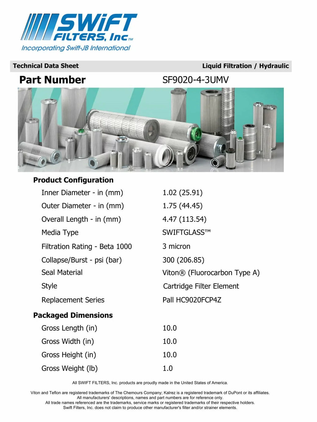 Direct Interchange for TAISizeEI KOGYO P-TM-2-3C Cartridge Filter Element Microglass Construction 3 Micron
