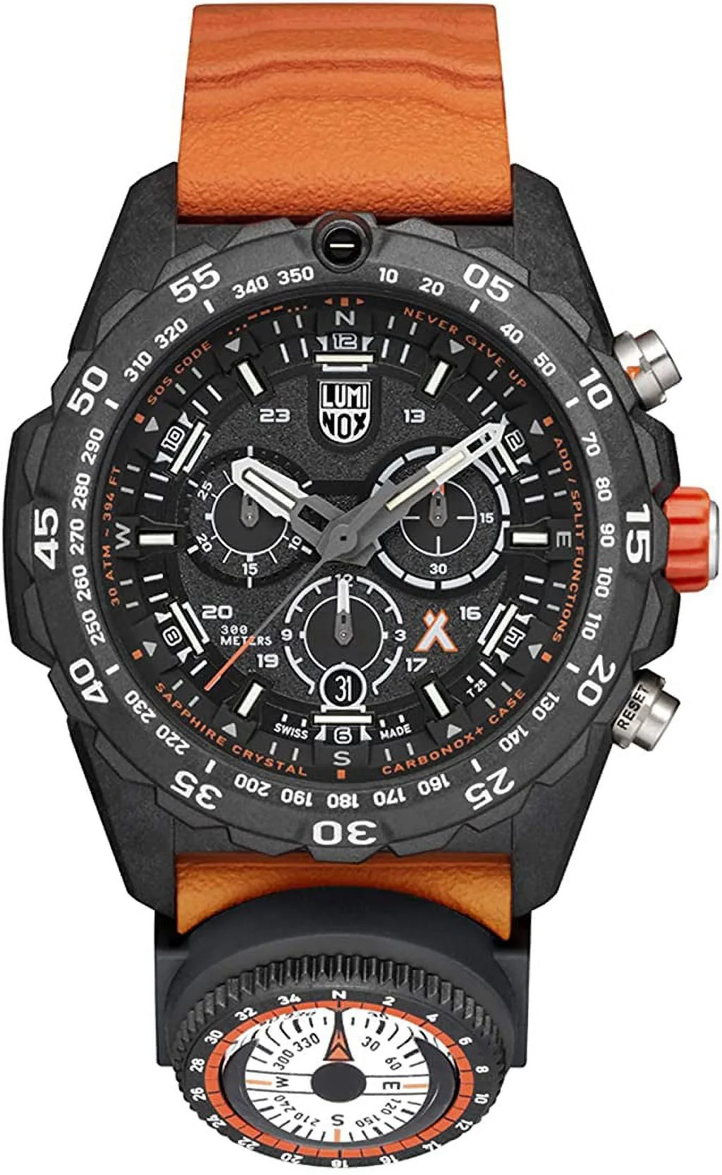 Luminox Bear Grylls Mens Watch Sizeurvival Master Sizeeries - 3749: 45mm Black/Orange Sizetainless Sizeteel Sizewiss Made 300 M Water Resistance