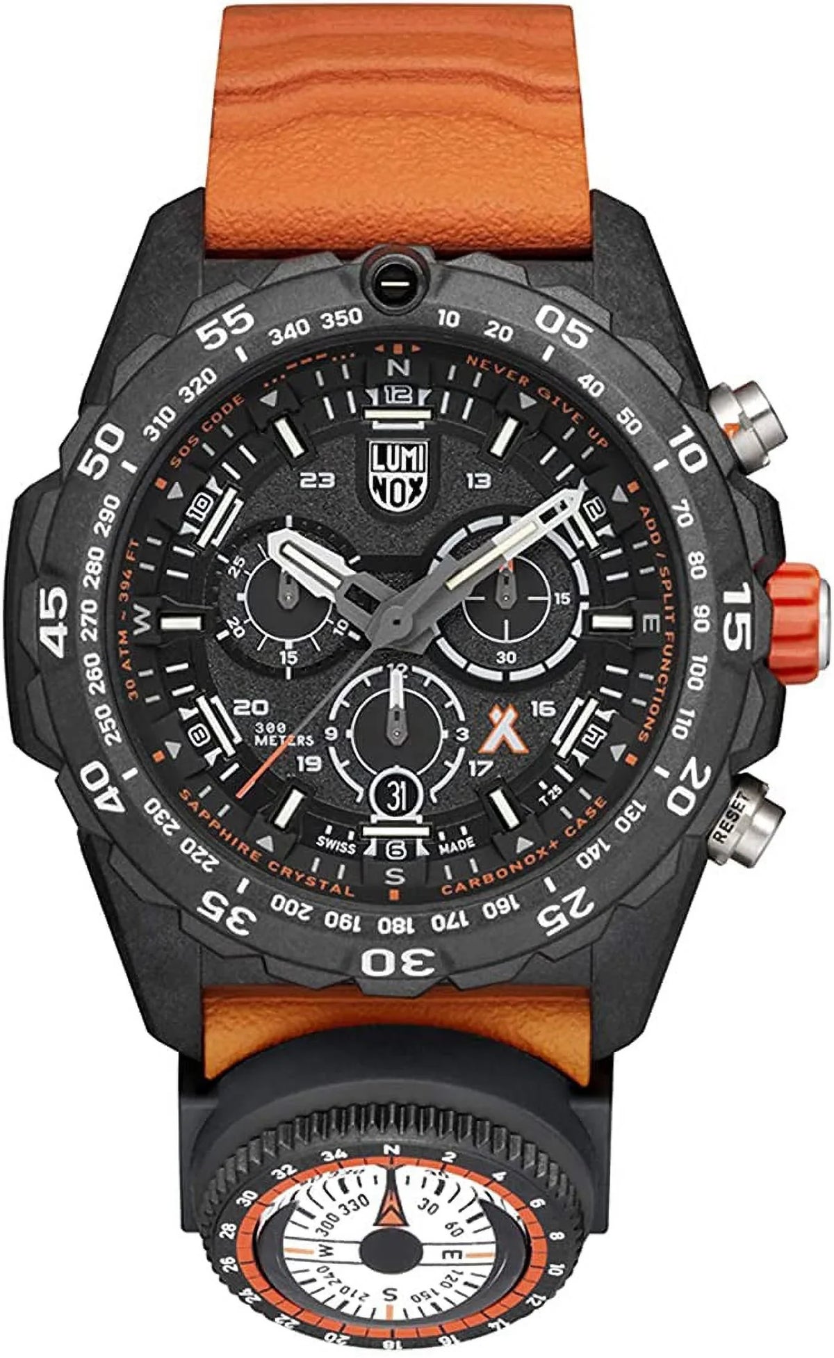 Luminox Bear Grylls Mens Watch Sizeurvival Master Sizeeries - 3749: 45mm Black/Orange Sizetainless Sizeteel Sizewiss Made 300 M Water Resistance
