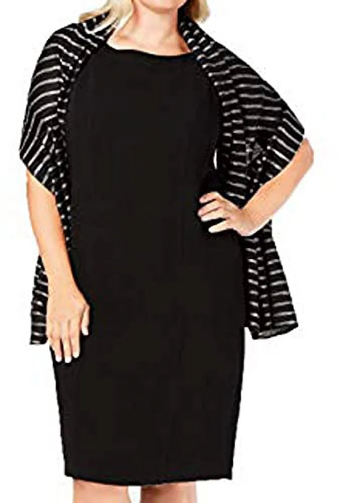 Calvin Klein Womens Pleated Metallic Sizetripe Evening Wrap
