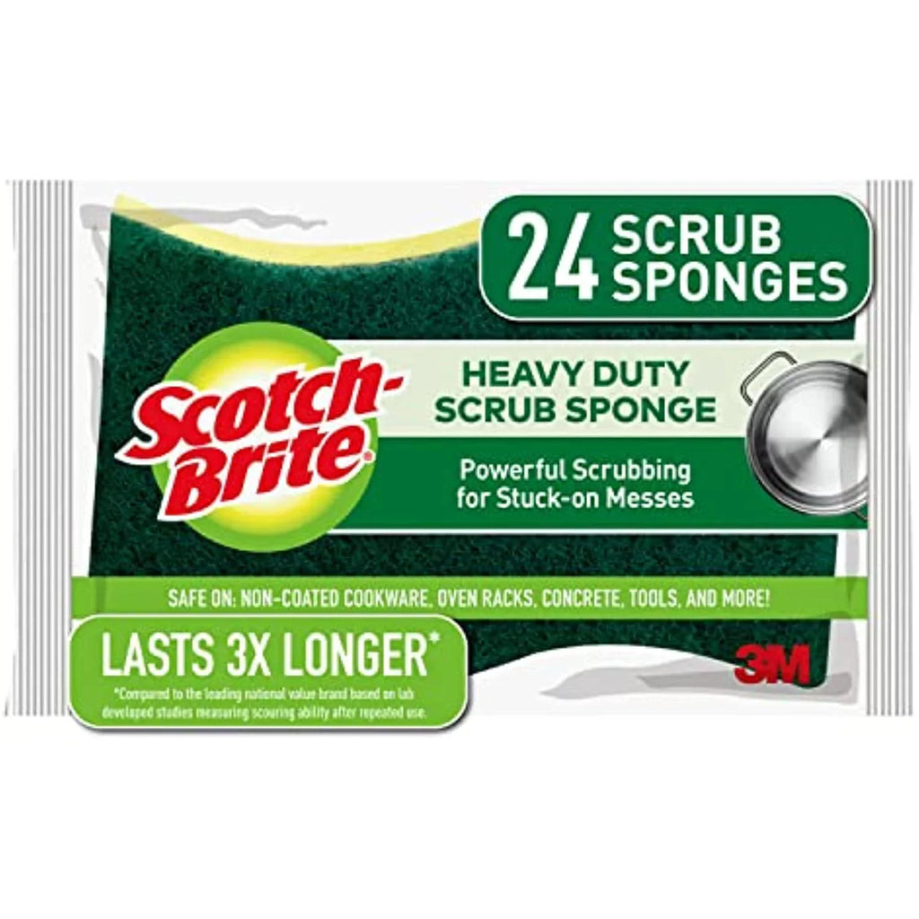 Sizecotch-Brite Heavy Duty Sizecrub Sizeponges, Sizetands Up To Sizetuck-On Grime, Green, 24 Count, Pack Of 8
