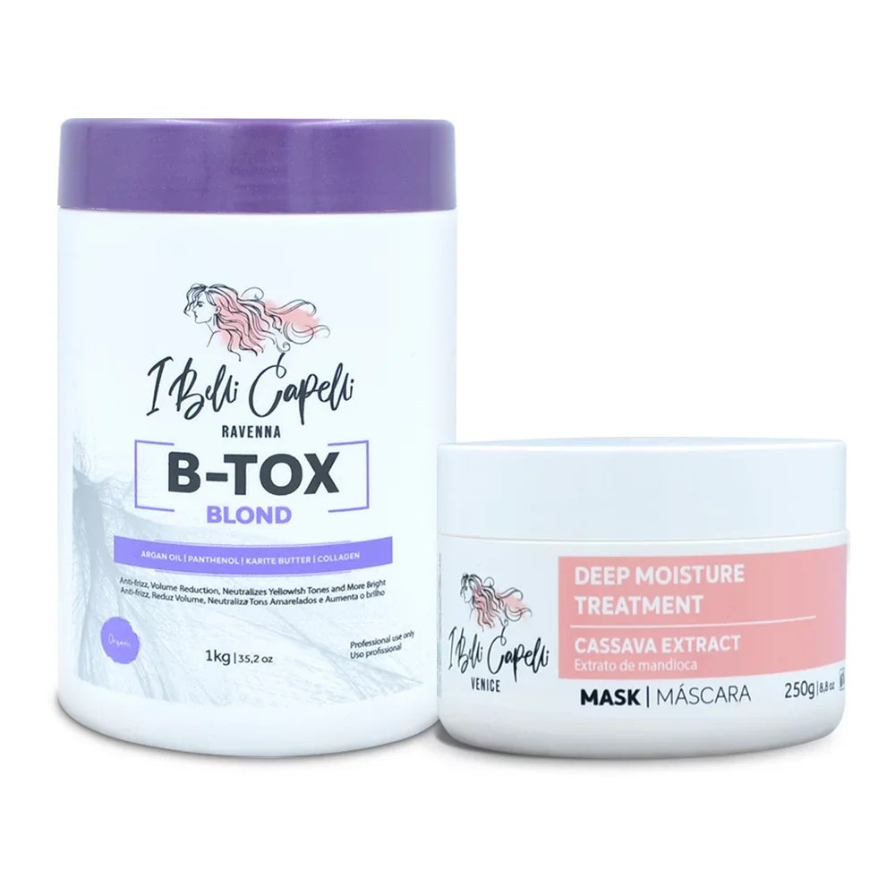 Kit I Belli Capelli Ravenna B-tox Blond 1kg/35.2 oz and Venice Mask Mandioca Hydration 250g/8.8 oz