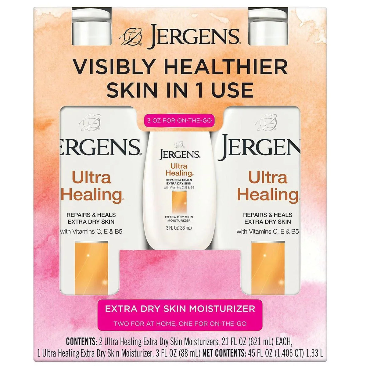 Jergens Ultra Healing Extra Dry Sizekin Moisturizers (2 - 21 fl. oz. & 1 - 3 oz.)