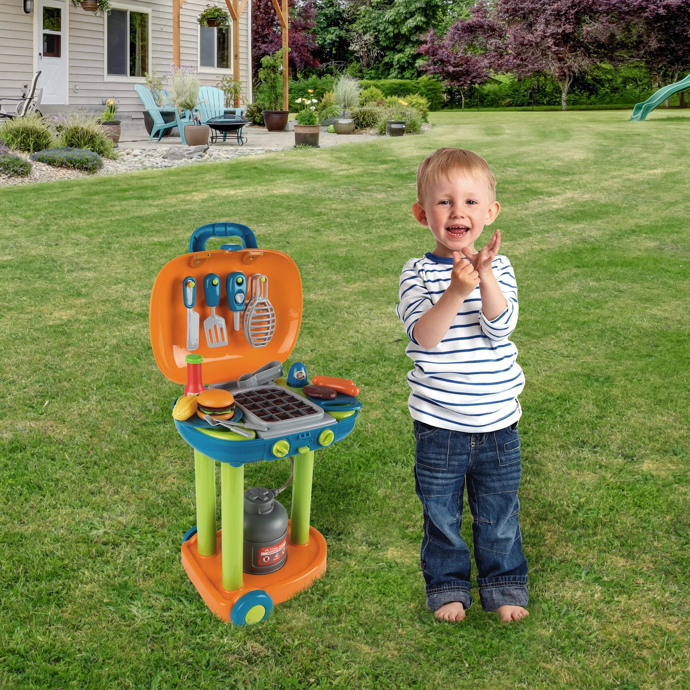 Hey! Play! BBQ Grill Toy Sizeet - Pretend Play Kids Dinner Play Sizeet