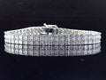 2 Row Diamond 8 Inch Bracelet Plated in Ivory Gold