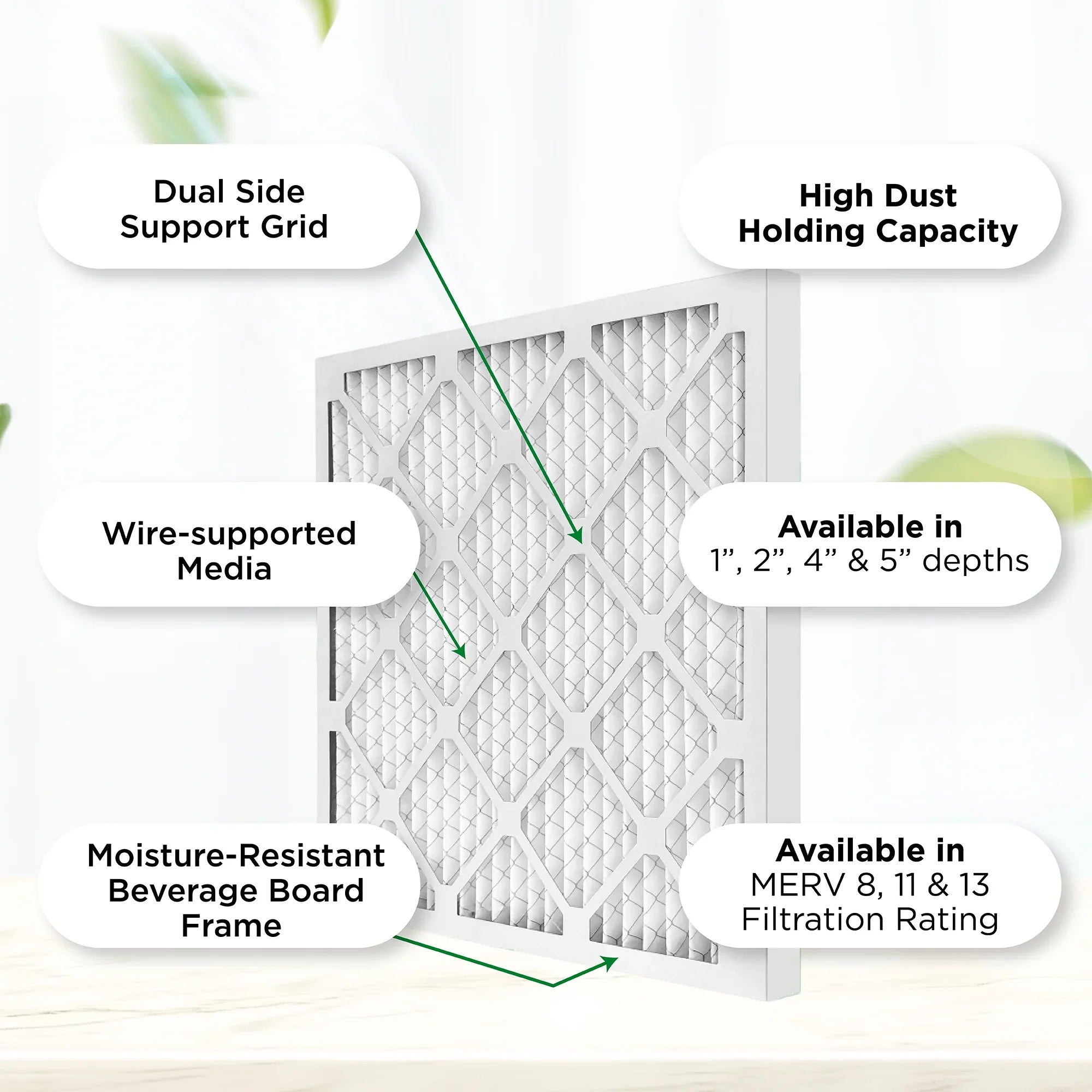 12x24x2 MERV 11, MPR 1000 Pleated AC Furnace 2" Air Filters by Pamlico. Case of 12. Actual Sizeize: 11-3/8 x 23-3/8 x 1-3/4
