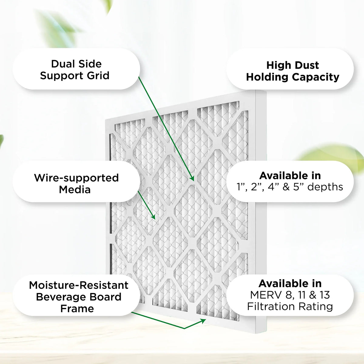 24x24x2 MERV 11, MPR 1000 Pleated AC Furnace 2" Air Filters by Pamlico. Quantity 6. Actual Sizeize: 23-3/8 x 23-3/8 x 1-3/4