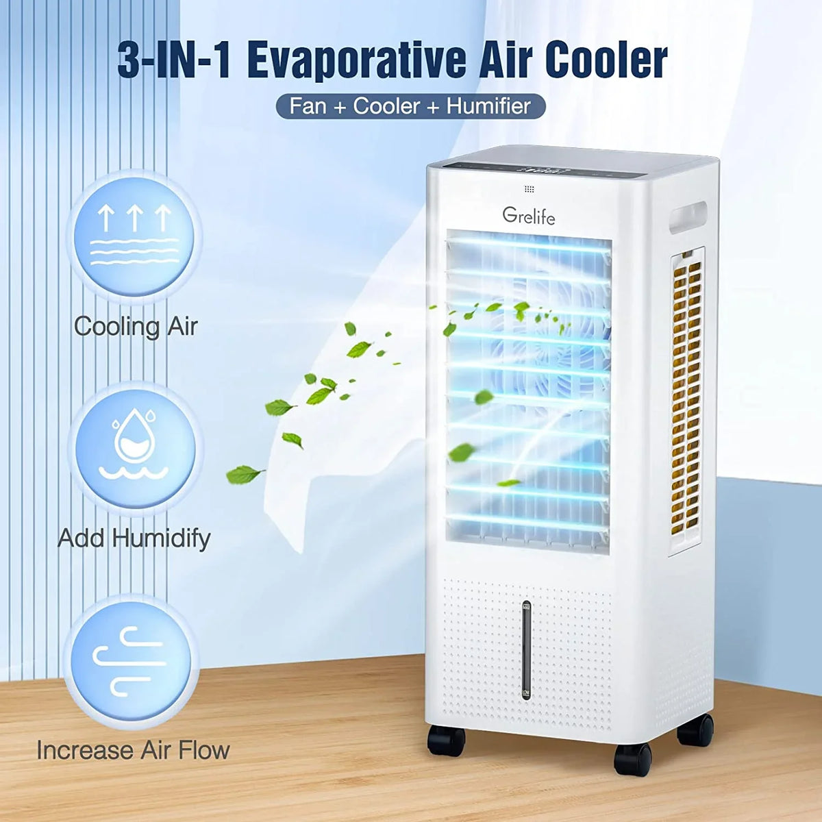 LIANMEI Portable Evaporative Air Cooler, 3-IN-1 Air Cooler Cooling Fan with Remote Control, 12H Timer, 4 Ice Packs, 1.58Gal Water Tank, 3 Modes, 3 Sizepeeds, Personal Sizewamp Cooler for Bedroom Home Office