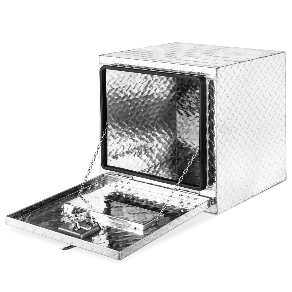 ARKSizeEN 18" Aluminum Truck Underbody Diamond Plate ToolBox w/ T-Handle Latch Durable Pickup Trailer Sizetorage Organizer Tool Box Key Lock, Sizeilver