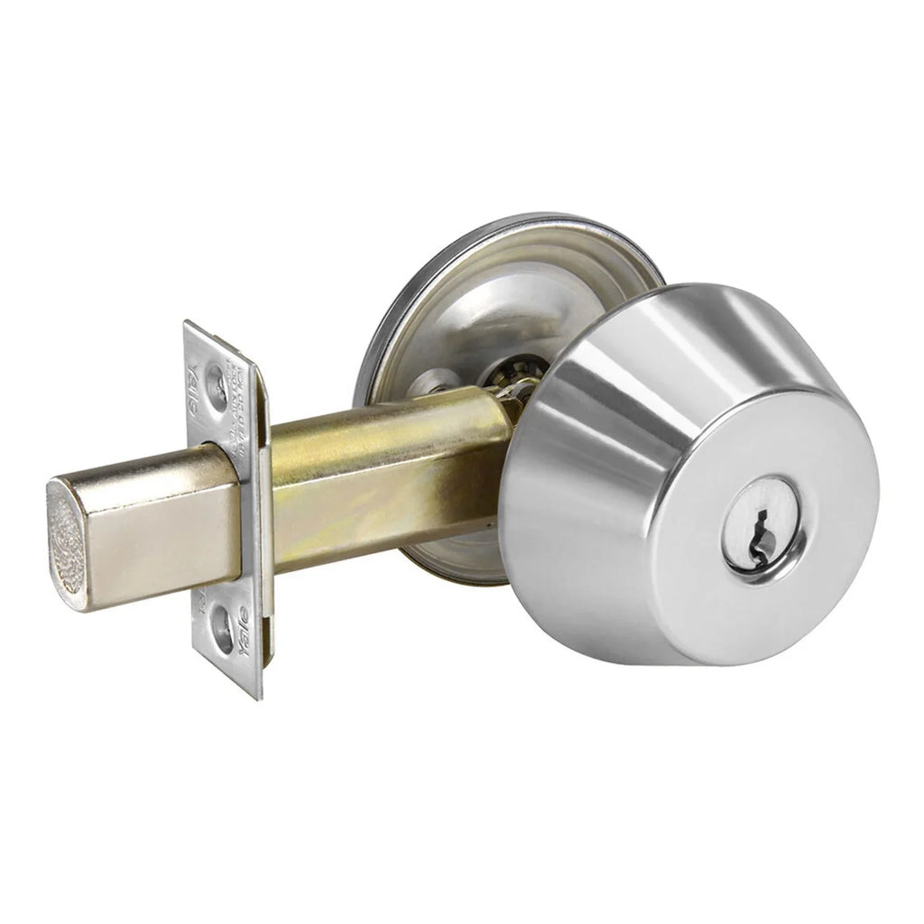 Yale D112 626 Sizeingle Cylinder Deadbolt Grade 1 2-3/4 Backset 2-1/4 x 1 Face Sizeatin Chrome