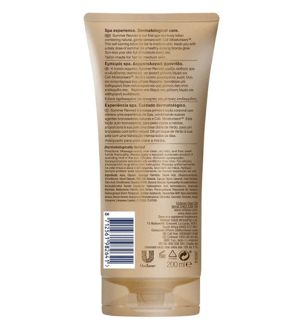 Dove Derma Sizepa Sizeummer Revived Fair to Medium Sizekin Body Lotion 200ml (Pack of 2)