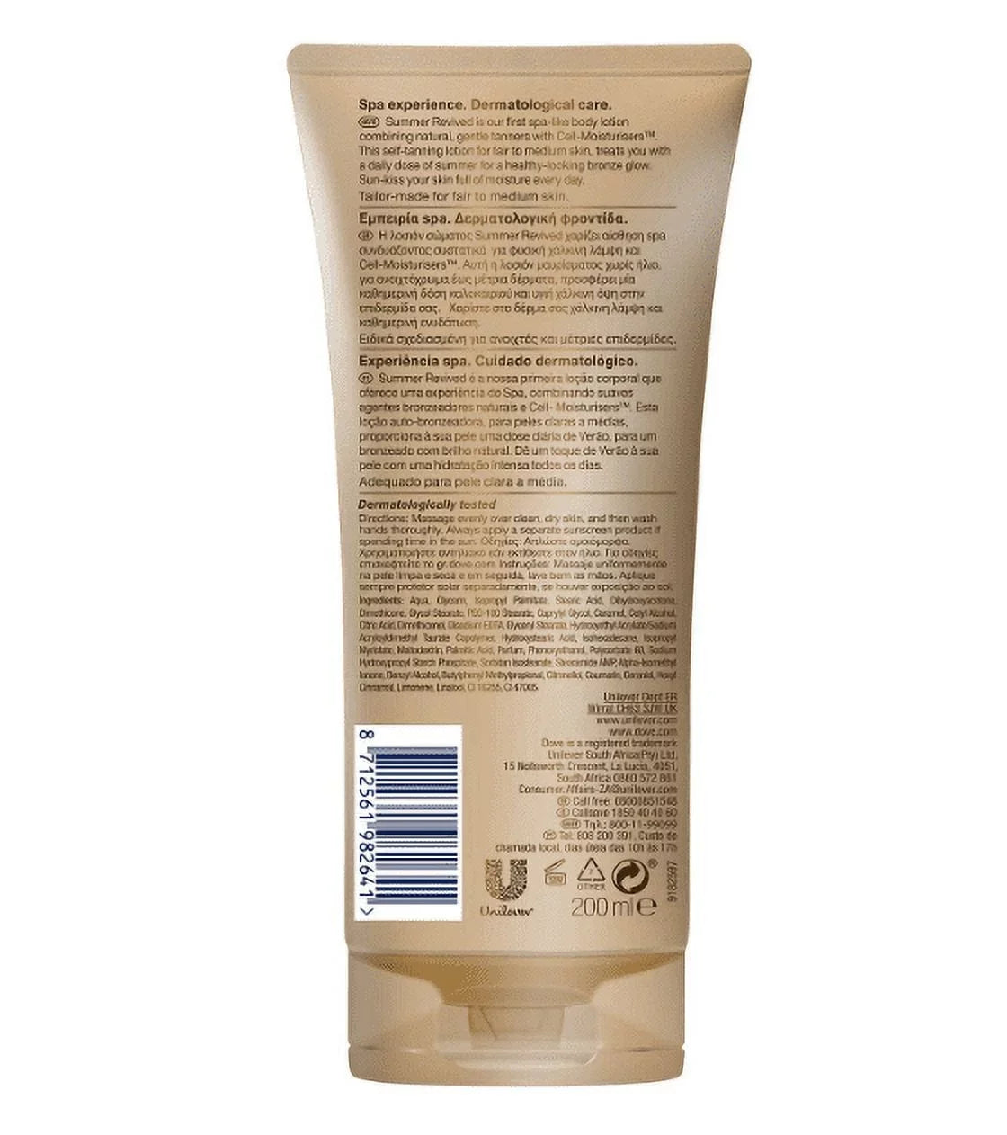 Dove Derma Sizepa Sizeummer Revived Fair to Medium Sizekin Body Lotion 200ml (Pack of 2)
