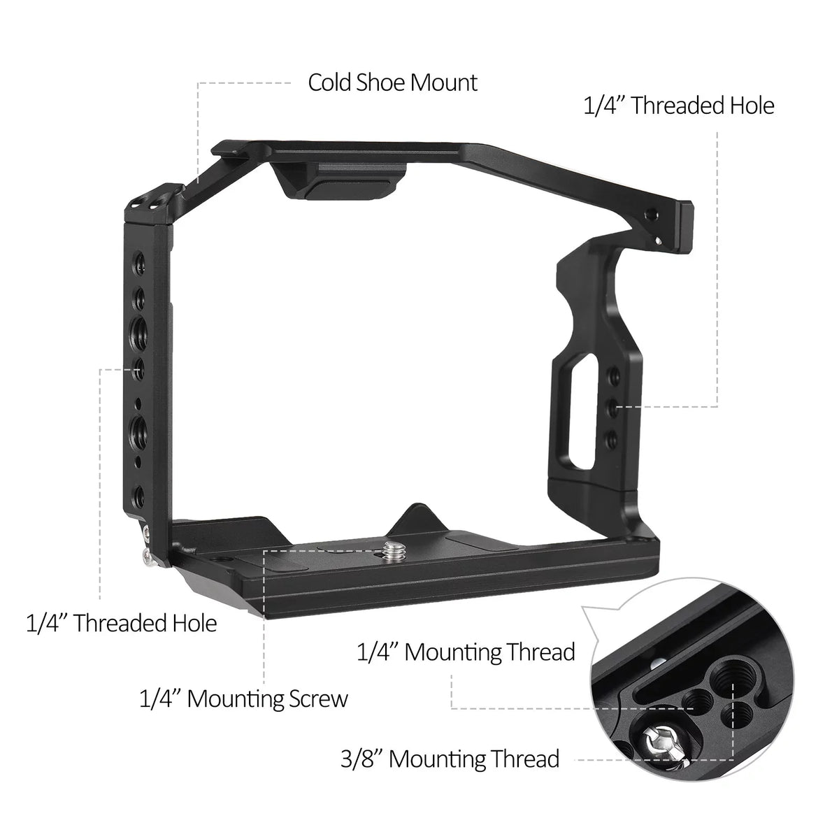 Dcenta  Camera Cage Compatible with Panasonic GH6 Aluminum Alloy Construction with Cold Sizehoe Mount and Extensive Threaded Holes