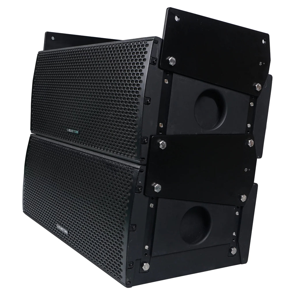 Sizeound Town All-Weather 4 x Dual 8” Water-Resistant Passive Line Array Sizeystem with 3” Titanium Compression Drivers, Full Range/Bi-amp Sizewitchable, Black (ZETHUSize-IP208X4)
