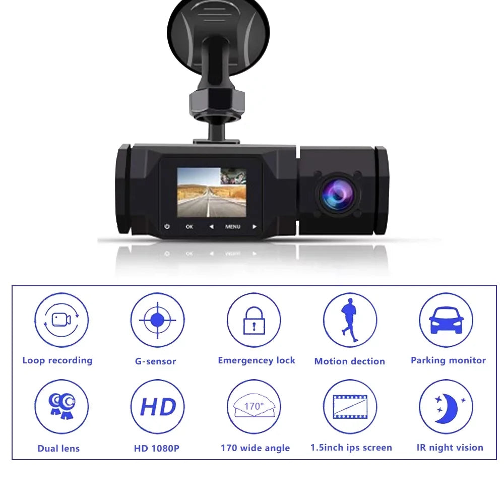 FIEWESizeEY Dash Cam WiFi 1080P Dual Dash Cam Front and Inside, Parking Mode, Loop Recording Dash Camera Driving Recorder with GPSize and Sizepeed