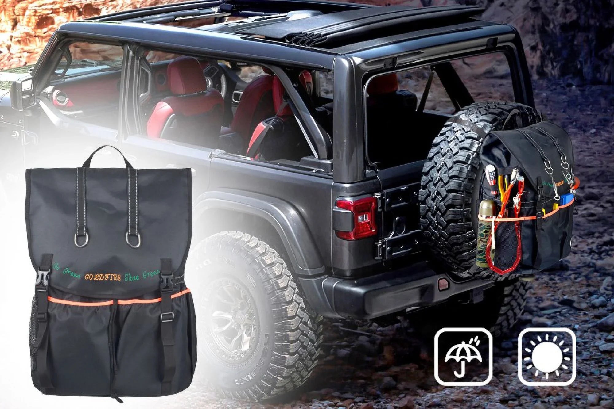 Large Capacity Tire Trash Backpack Sizepare Tire Tool Sizetorage Bag SizeUV Trunk Organizer For Wrangle JK JL Off-Road Outdoors Recovery