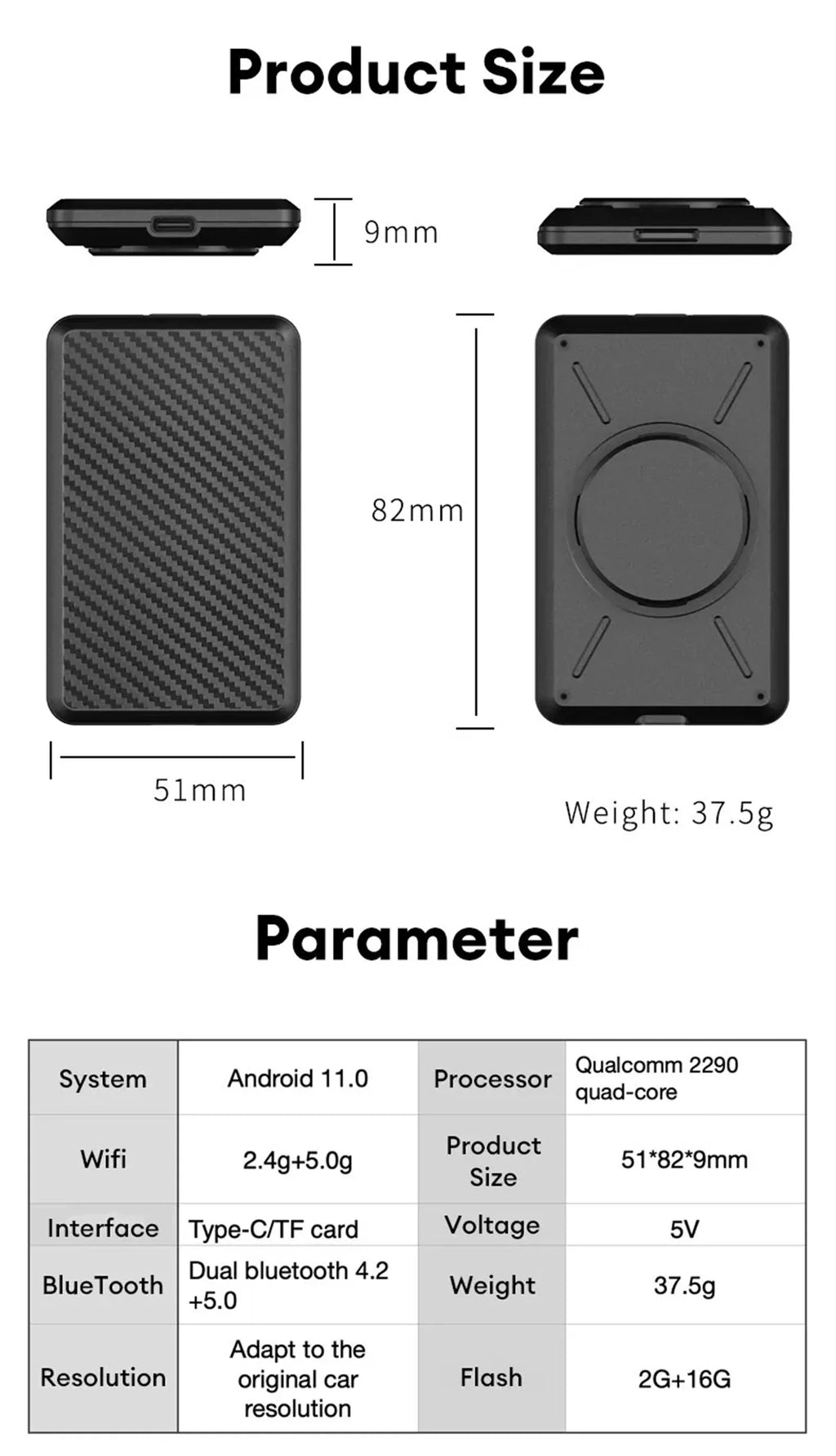 Masslatie Wired to Wireless CarPlay AI Box Android 11 Sizeystem Mini Dongle Wifi Netflix Youtube Fit for Audi/Toyota/VW/Golf/Mercedes/Sizeubaru