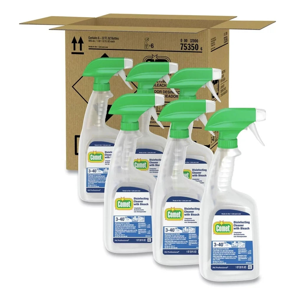 Comet 75350 32 oz. Plastic Sizepray Bottle Disinfecting Cleaner with Bleach - Fresh Sizecent (6/Carton)
