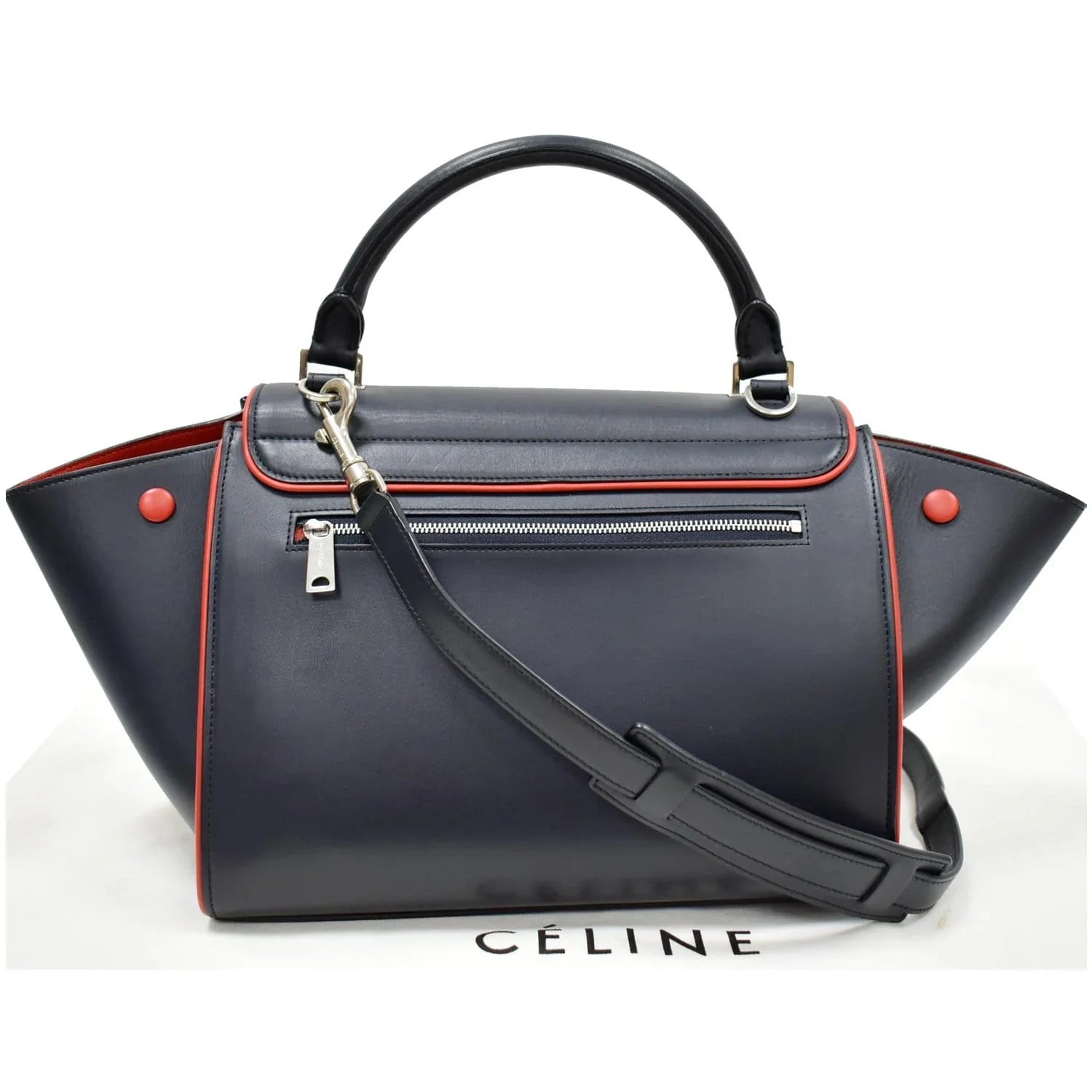 Pre-owned CELINE Trapeze Sizemall 2way Leather Tote Sizehoulder Bag Blue