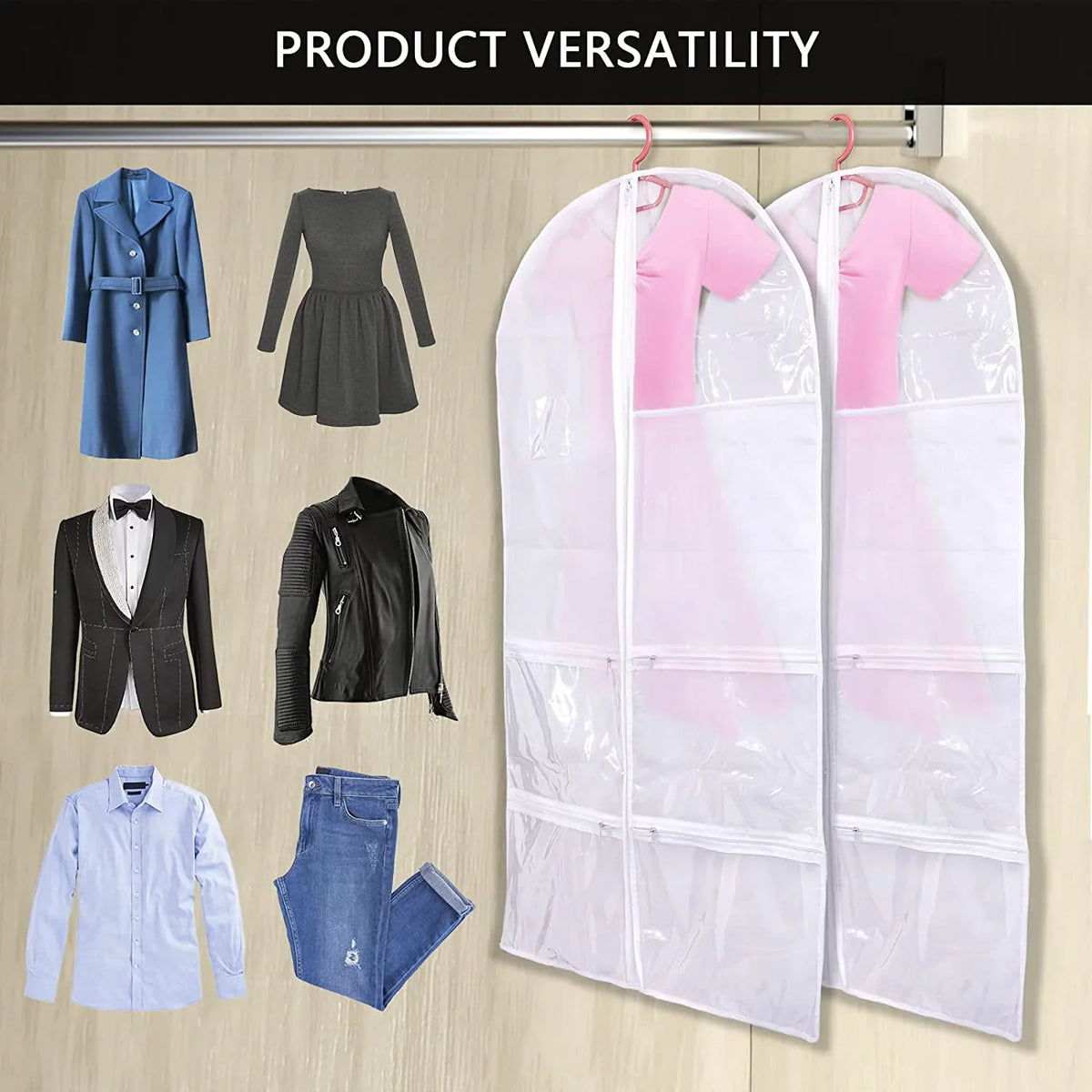 3 Pack Kids Garment Bags for Dance Costumes, Hanging Dance Garment Bag with Multiple Pockets, Clear Sizetorage Bags Organize Girls Dance Competitions Dress, Dance Recitals, Ballet Costume