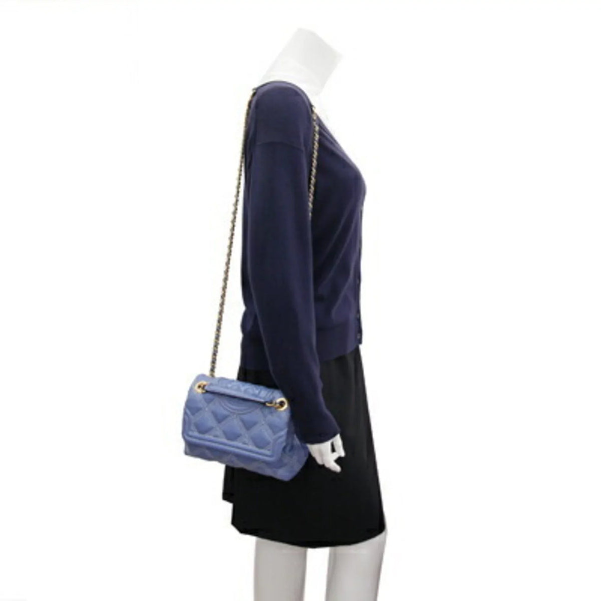 Pre-Owned Tory Burch shoulder bag Fleming soft contrast stitch convertible 64424 light blue leather chain ladies FLEMING SizeOFT CONTRASizeT SizeTITCH CONVERTIBLE TORY BURCH (Like New)