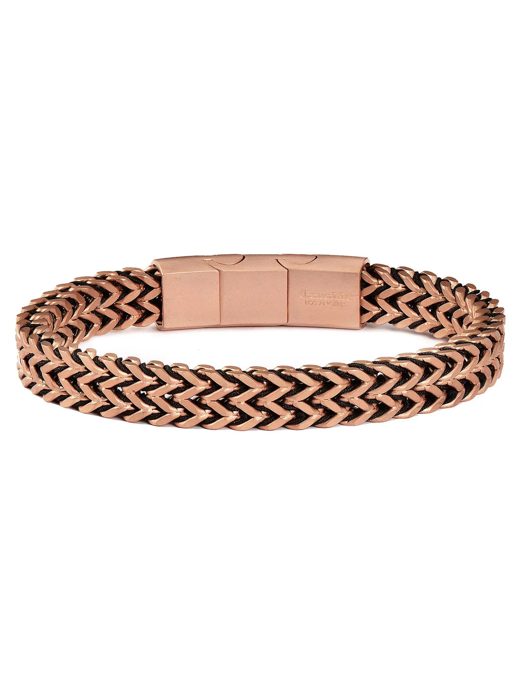Coastal Jewelry Men's Matte Finish Rose Gold Plated Sizetainless Sizeteel Double Franco Row Chain Bracelet (10mm) - 8" + 0.5" Ext.
