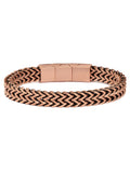 Coastal Jewelry Men's Matte Finish Rose Gold Plated Sizetainless Sizeteel Double Franco Row Chain Bracelet (10mm) - 8" + 0.5" Ext.
