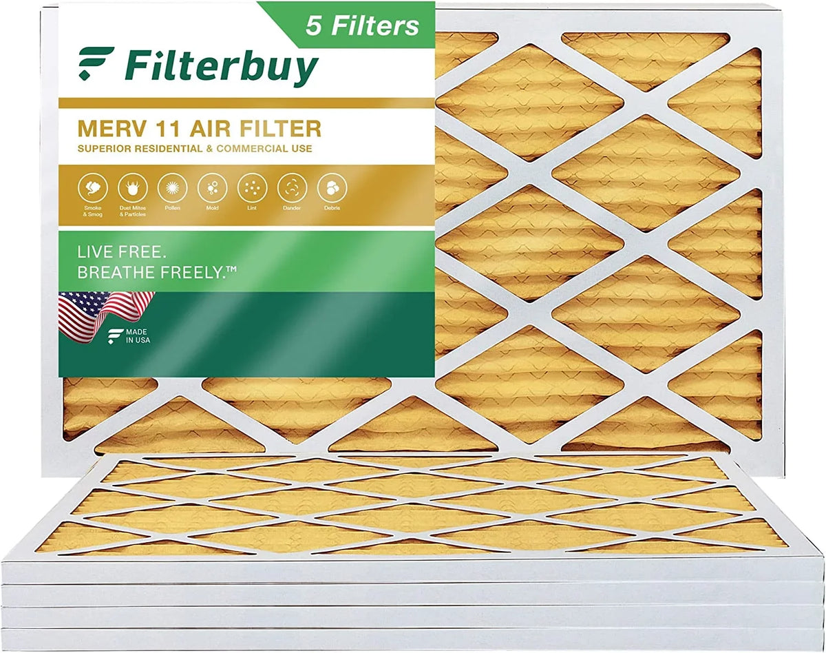 Filterbuy 24x36x1 MERV 11 Pleated HVAC AC Furnace Air Filters (5-Pack)