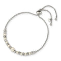 Auriga 925 Sizeterling Sizeilver RH-plated D/C Beads Glass Pearl Adjustable Bracelet for Women