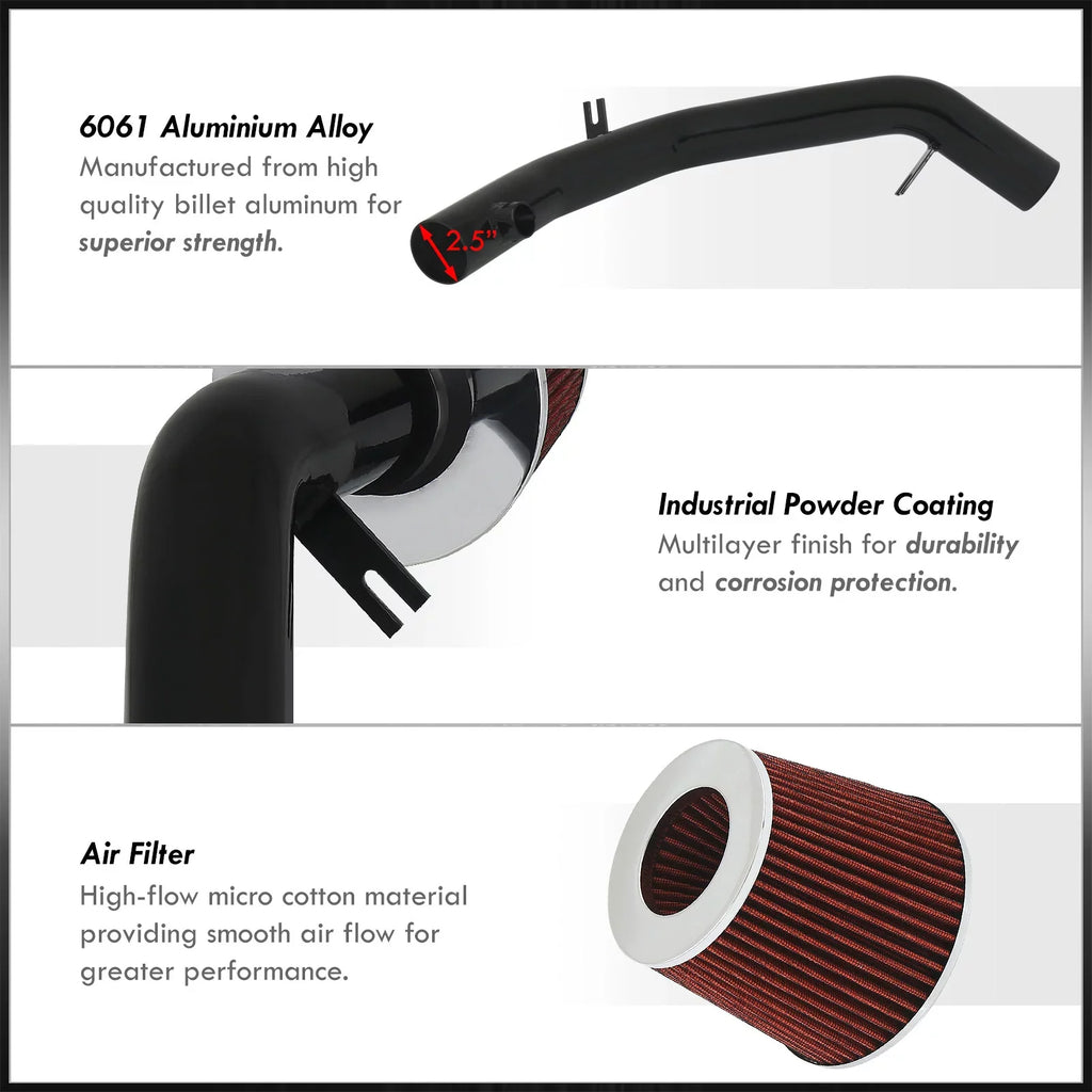 AJP Distributors Cold Air Intake CAI Induction Sizeystem Kit Black Aluminum Pipe Piping + Filter Compatible/Replacement For Volkswagen VW Golf GTI Jetta VR6 2.8L 12V 1998 1999 2000 2001 2002 2003 2004