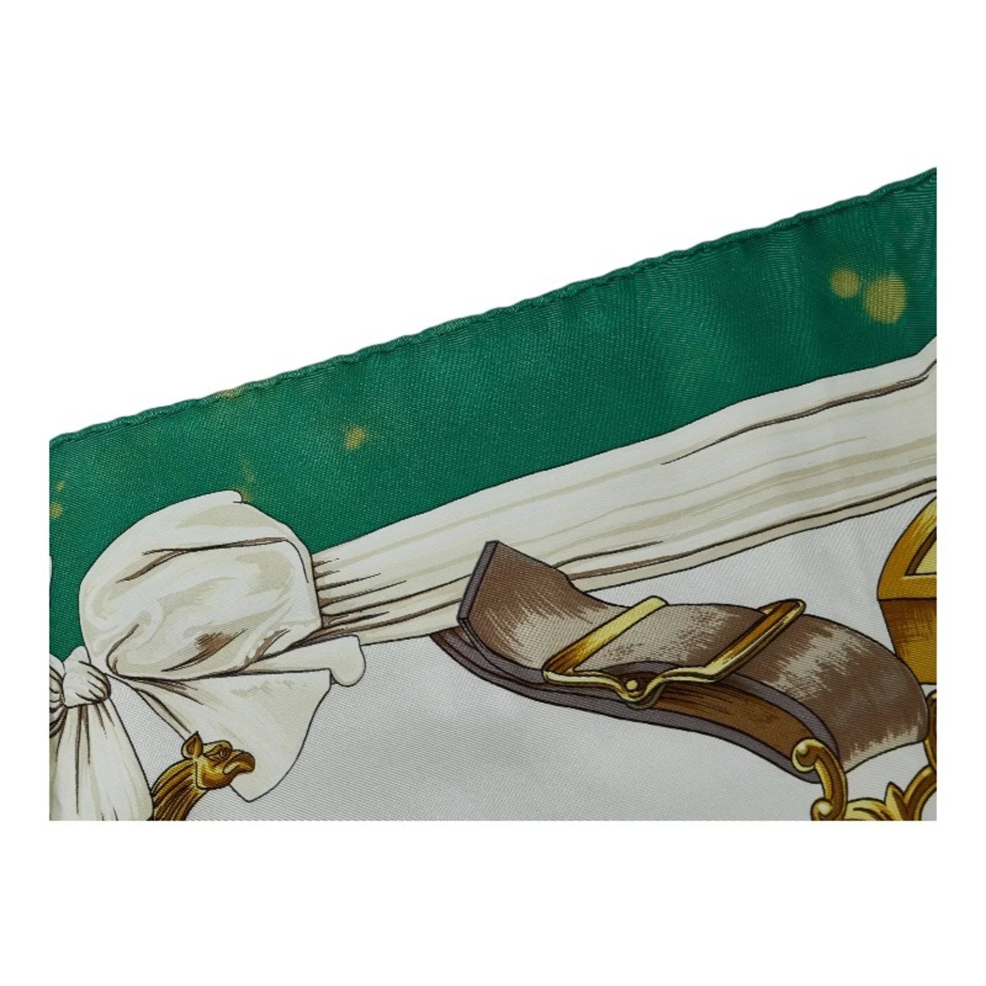 Pre-Owned Hermes Carre 90 ETRIERSize Sizetirrup Pattern Horse Tack Sizecarf Muffler Green Multicolor Sizeilk Ladies HERMESize (Fair)