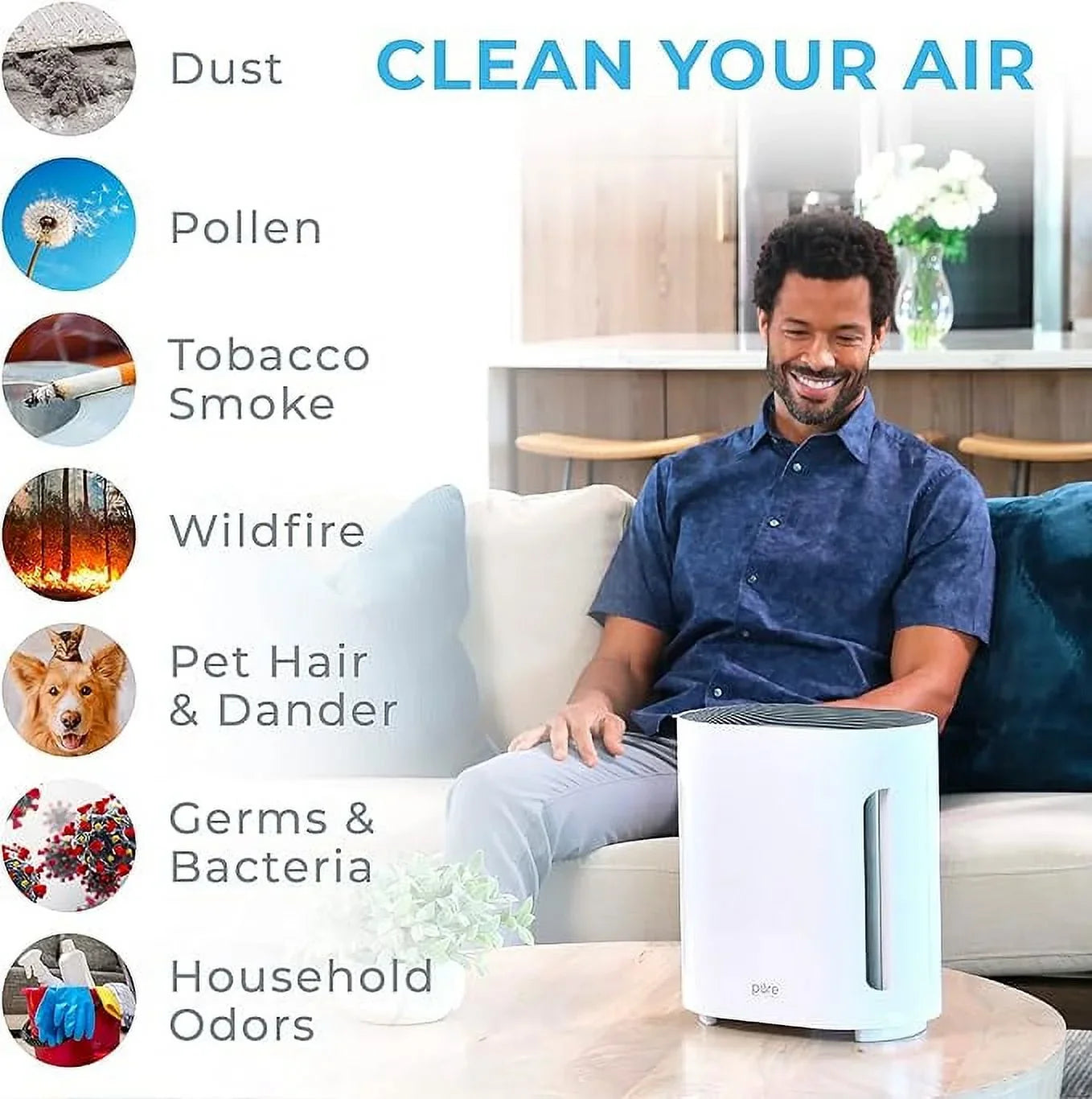 Open Box Pure Enrichment PureZone Air Purifier for Bedroom & Living Room PEAIRPLG - Ivory