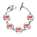 Latvia National Flag Red Pattern Bracelet Chain Charm Bangle Jewelry
