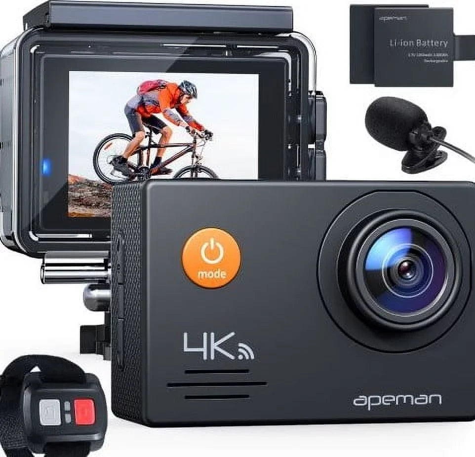 APEMAN A79 Action Camera 4K 20MP WiFi External Microphone 2.4G Remote Control