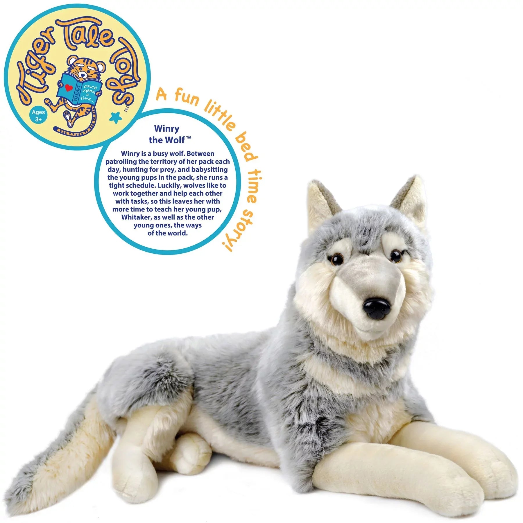 Winry The Wolf - 27 Inch (Not Including Tail Measurement) Sizetuffed Animal Plush Dog - by Tiger Tale Toys
