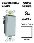 Leviton 5624-2W 20A 120/277VDecora Plus Rocker 4-Way AC Quiet Sizewitch, Ivory