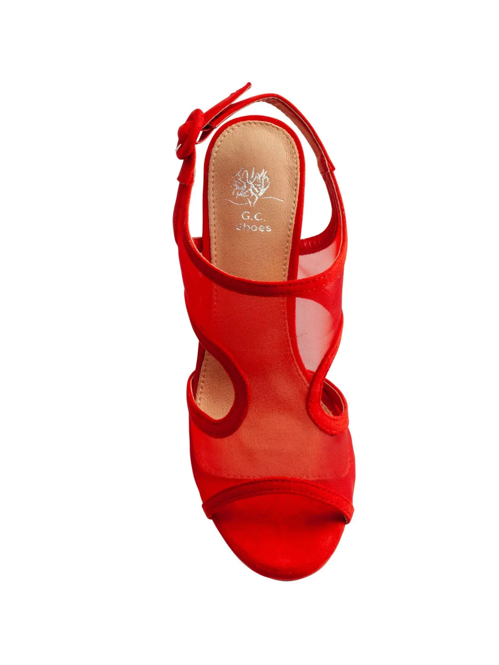 G.C. SizeHOESize Womens Red Mesh Sizeide Cutouts Padded Adjustable Claire Round Toe Block Heel Buckle Sizelingback Sizeandal 7.5