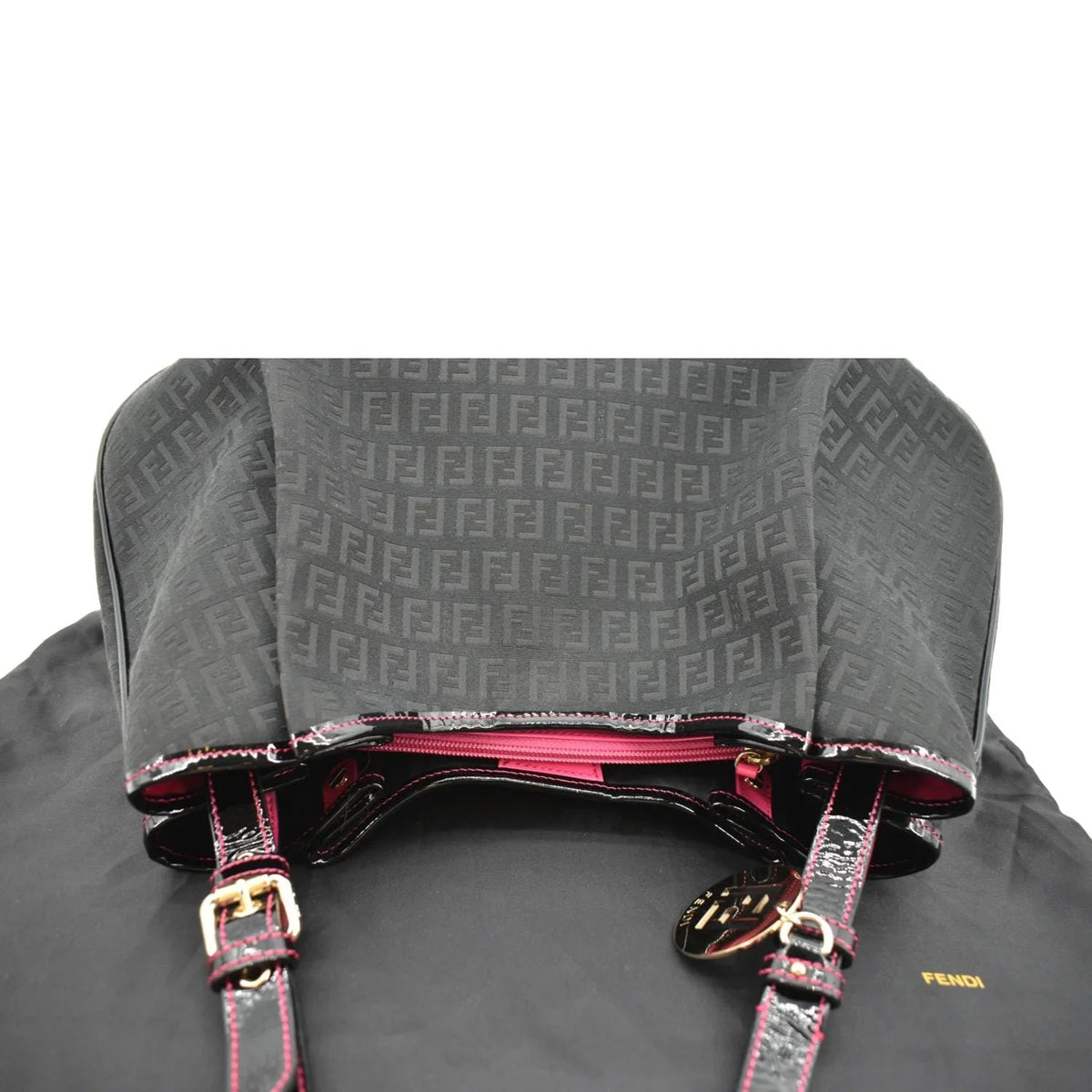 Pre-owned FENDI Zucchino Print Canvas Sizehopping Tote Bag Black