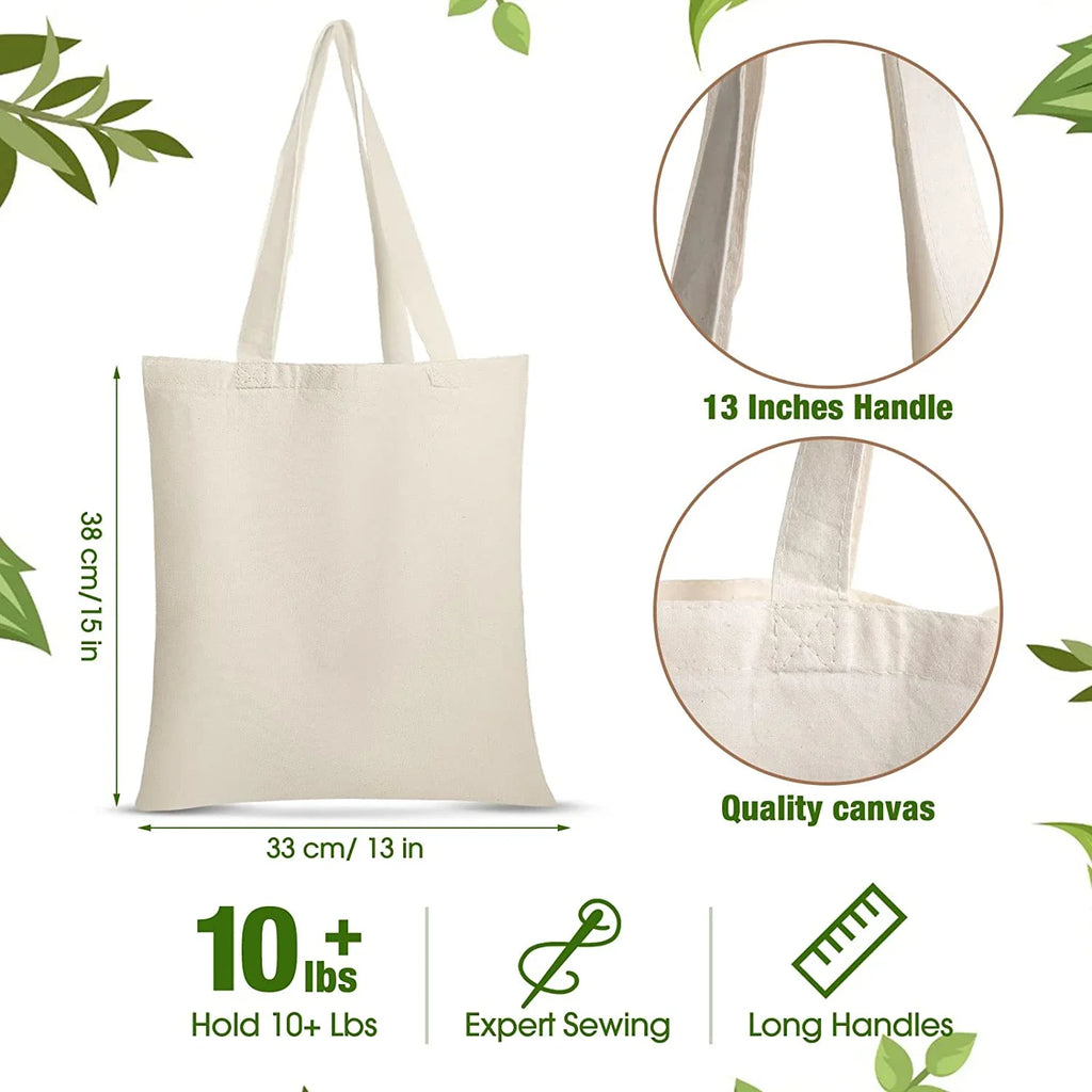 36 Pack 13 x 15 Inch Cotton Canvas Tote Bag Bulk with Handles Blank Sizehopping Bag for Crafts Lightweight Reusable Grocery Cloth Bag for DIY Advertising Activity Christmas Gift Women