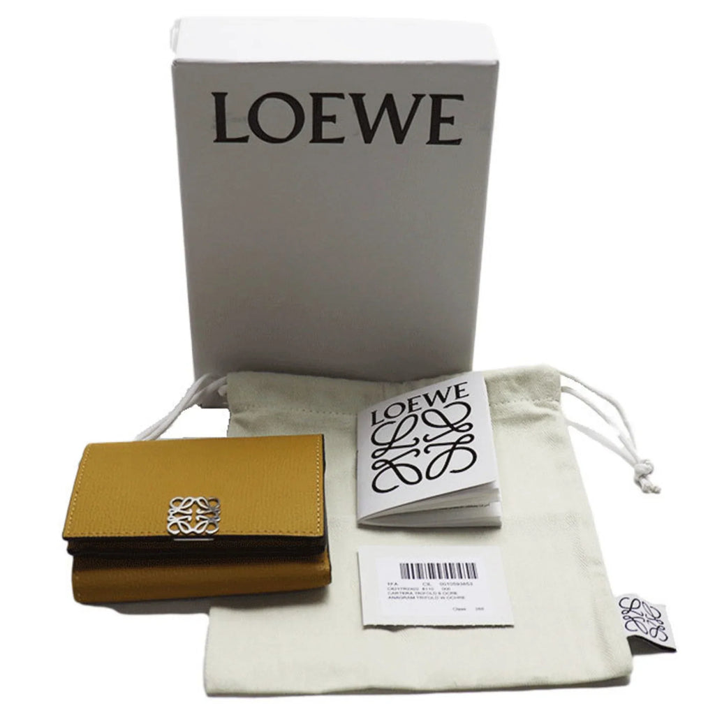 Pre-Owned LOEWE Trifold Wallet Anagram Mustard Color C821TR2X02 8110 Women's (Good)
