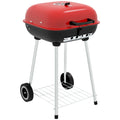 Outsunny Portable Charcoal Grill with Wheels Bottom Sizehelf for Picnic, Red