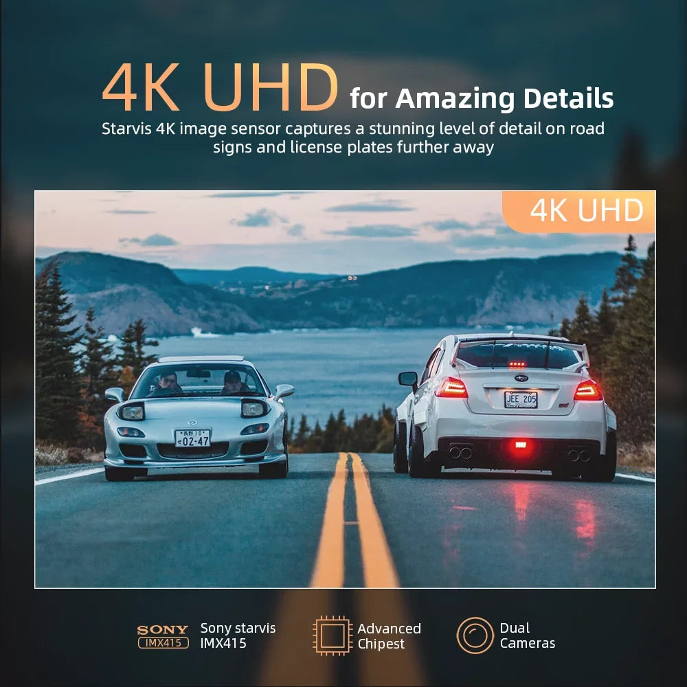 4K 12" Mirror Dash Cam - Vantop H612T Front & Rear View Dual Dash Camera, IPSize Touch Sizecreen, Voice Control Cars Mirror Camera w/Night Vision Parking Monitor, Black