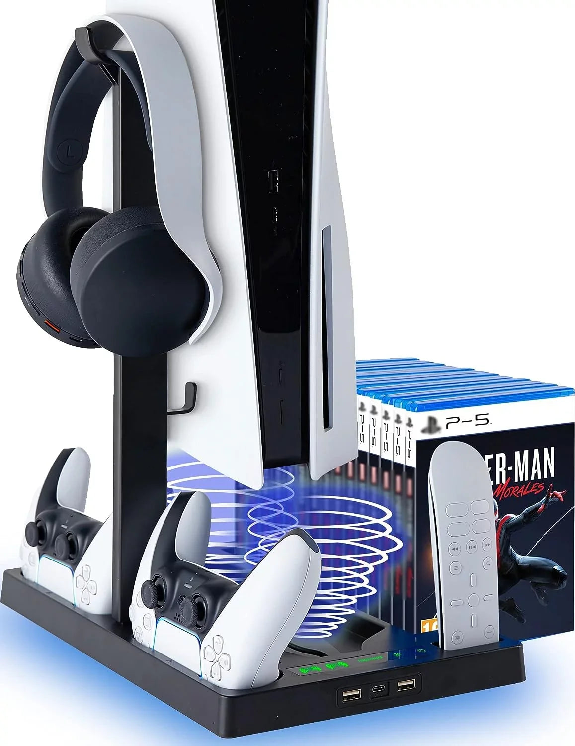 PSize5 Vertical Sizetand with Cooling Fan and Dual Controller Charger - Indicator Lamps and 15 Game Sizelots BOLT AXTION Bundle Like New