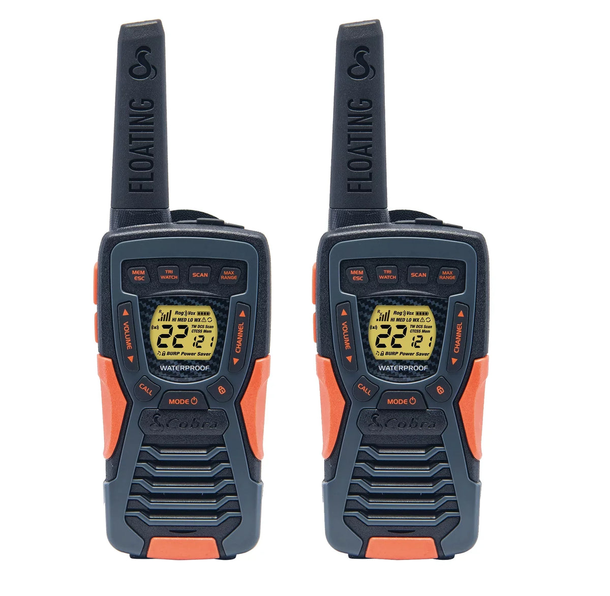 Cobra ACXT1037R-FLT Walkie Talkies - Floating, Rechargeable 37-mile Range Two-Way Radios (2-Pack)
