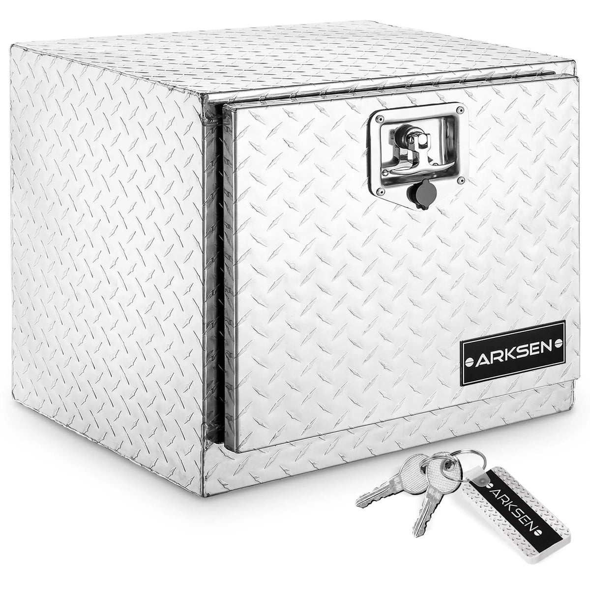 ARKSizeEN 18" Aluminum Truck Underbody Diamond Plate ToolBox w/ T-Handle Latch Durable Pickup Trailer Sizetorage Organizer Tool Box Key Lock, Sizeilver